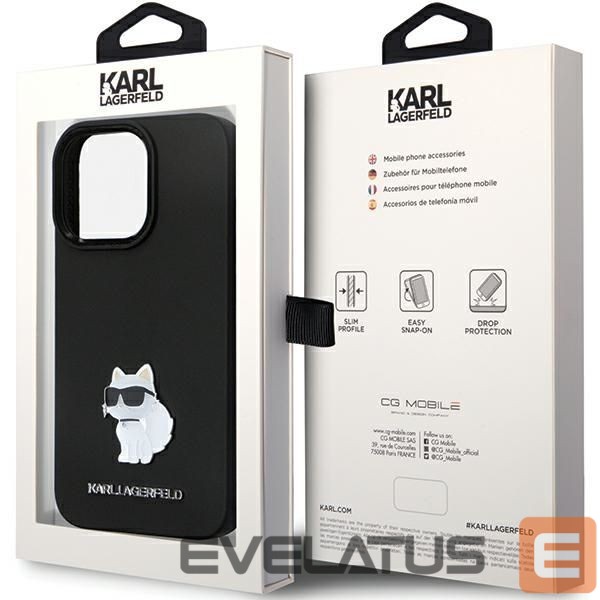 Back panel cover Karl Lagerfeld Karl Lagerfeld KLHCP14XSMHCNPK case for iPhone 14 Pro Max 6.7" - black Silicone C Metal Pin
