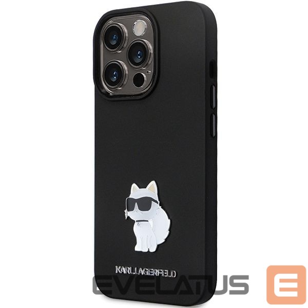 Back panel cover Karl Lagerfeld Karl Lagerfeld KLHCP14XSMHCNPK case for iPhone 14 Pro Max 6.7" - black Silicone C Metal Pin