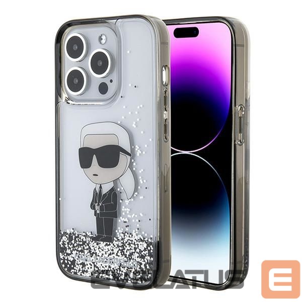Back panel cover Karl Lagerfeld Karl Lagerfeld Liquid Glitter Ikonik case for iPhone 15 Pro - transparent