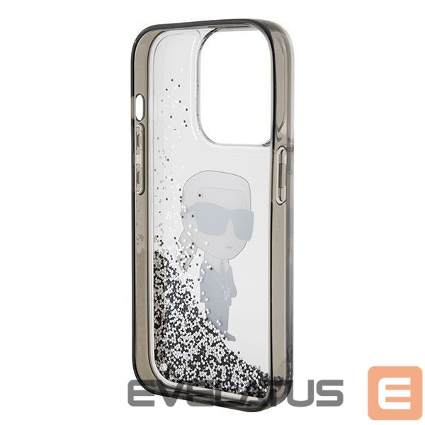 Back panel cover Karl Lagerfeld Karl Lagerfeld Liquid Glitter Ikonik case for iPhone 15 Pro - transparent