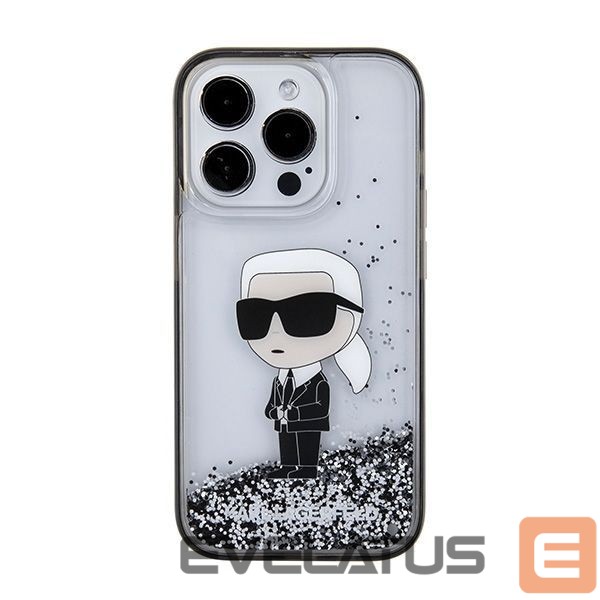 Back panel cover Karl Lagerfeld Karl Lagerfeld Liquid Glitter Ikonik case for iPhone 15 Pro - transparent