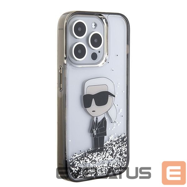Back panel cover Karl Lagerfeld Karl Lagerfeld Liquid Glitter Ikonik case for iPhone 15 Pro - transparent