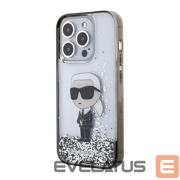 Back panel cover Karl Lagerfeld Karl Lagerfeld Liquid Glitter Ikonik case for iPhone 15 Pro - transparent