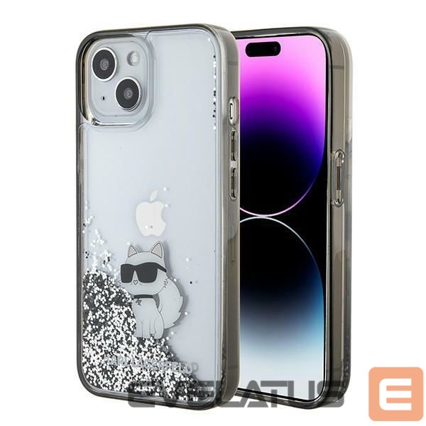 Back panel cover Karl Lagerfeld Karl Lagerfeld Liquid Glitter Choupette case for iPhone 15 - transparent