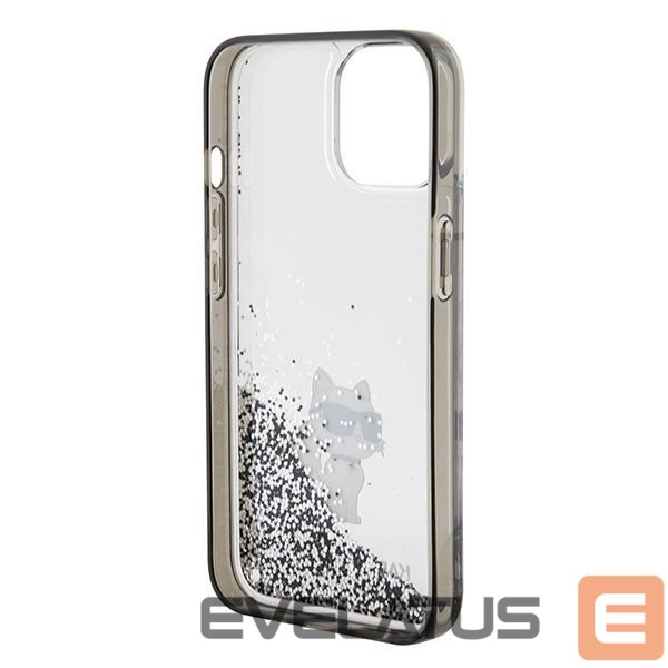 Back panel cover Karl Lagerfeld Karl Lagerfeld Liquid Glitter Choupette case for iPhone 15 - transparent