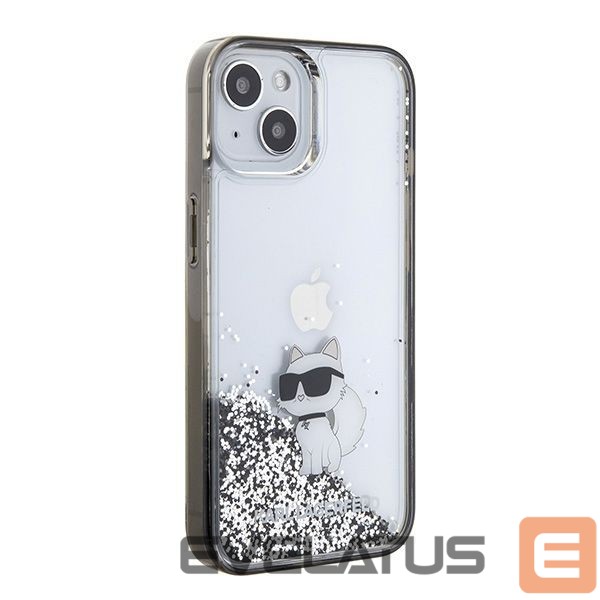 Back panel cover Karl Lagerfeld Karl Lagerfeld Liquid Glitter Choupette case for iPhone 15 - transparent