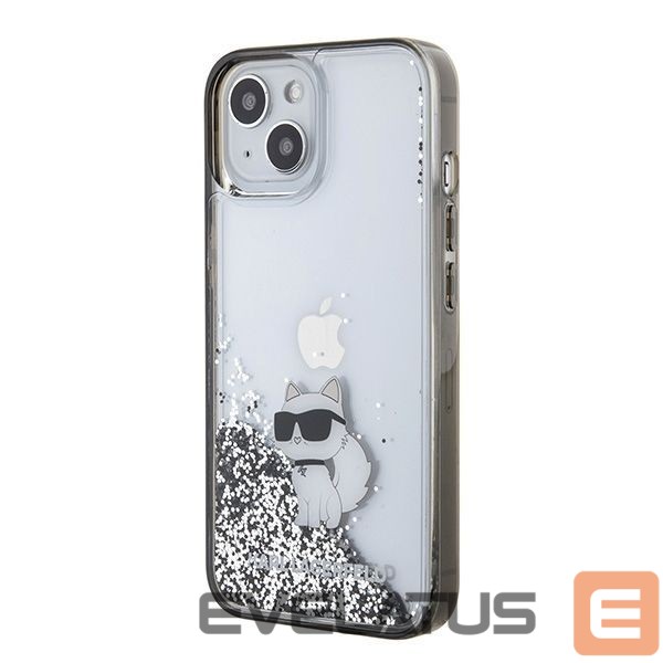 Back panel cover Karl Lagerfeld Karl Lagerfeld Liquid Glitter Choupette case for iPhone 15 - transparent
