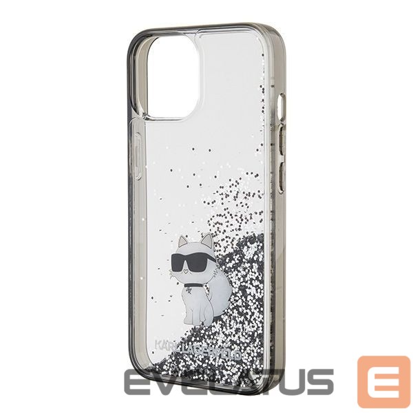 Back panel cover Karl Lagerfeld Karl Lagerfeld Liquid Glitter Choupette case for iPhone 15 - transparent