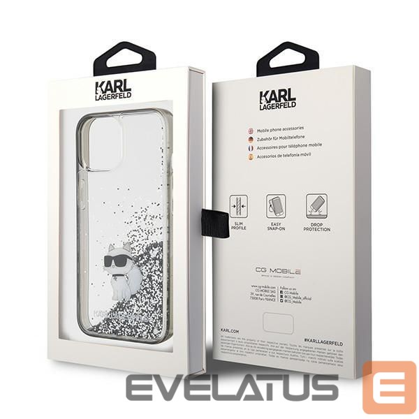 Back panel cover Karl Lagerfeld Karl Lagerfeld Liquid Glitter Choupette case for iPhone 15 - transparent