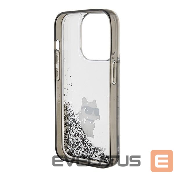 Back panel cover Karl Lagerfeld Karl Lagerfeld Liquid Glitter Choupette case for iPhone 15 Pro Max - transparent