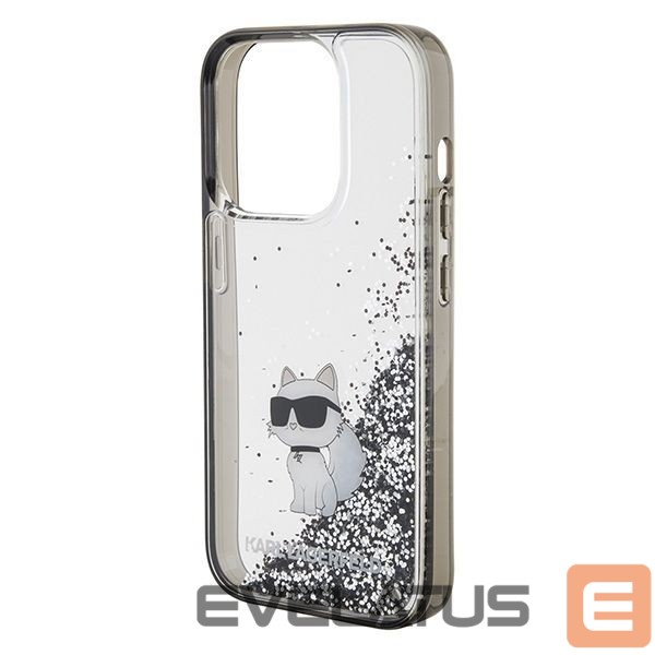 Back panel cover Karl Lagerfeld Karl Lagerfeld Liquid Glitter Choupette case for iPhone 15 Pro Max - transparent