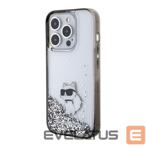 Back panel cover Karl Lagerfeld Karl Lagerfeld Liquid Glitter Choupette case for iPhone 15 Pro Max - transparent