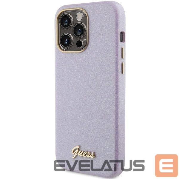 Back panel cover Guess Guess Glitter Glossy Script case for iPhone 15 Pro Max - lilac
