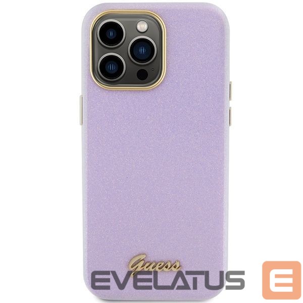 Back panel cover Guess Guess Glitter Glossy Script case for iPhone 15 Pro Max - lilac