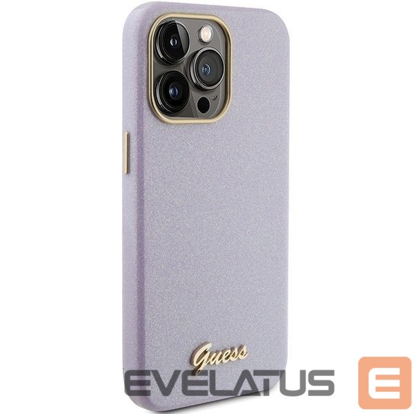 Back panel cover Guess Guess Glitter Glossy Script case for iPhone 15 Pro Max - lilac