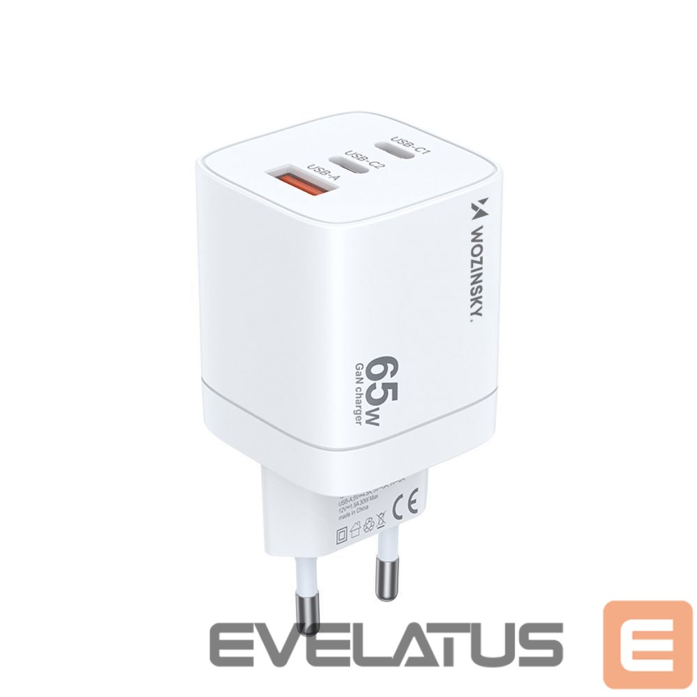 Adapter Wozinsky Wozinsky CGWCW 65W GaN Wall Charger USB-A / 2 x USB-C - White