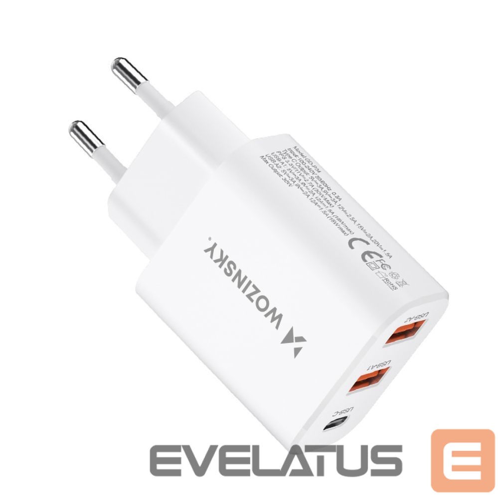 Adapter Wozinsky Wozinsky CWCUCW 30W USB-C / 2 x USB-A Wall Charger - White