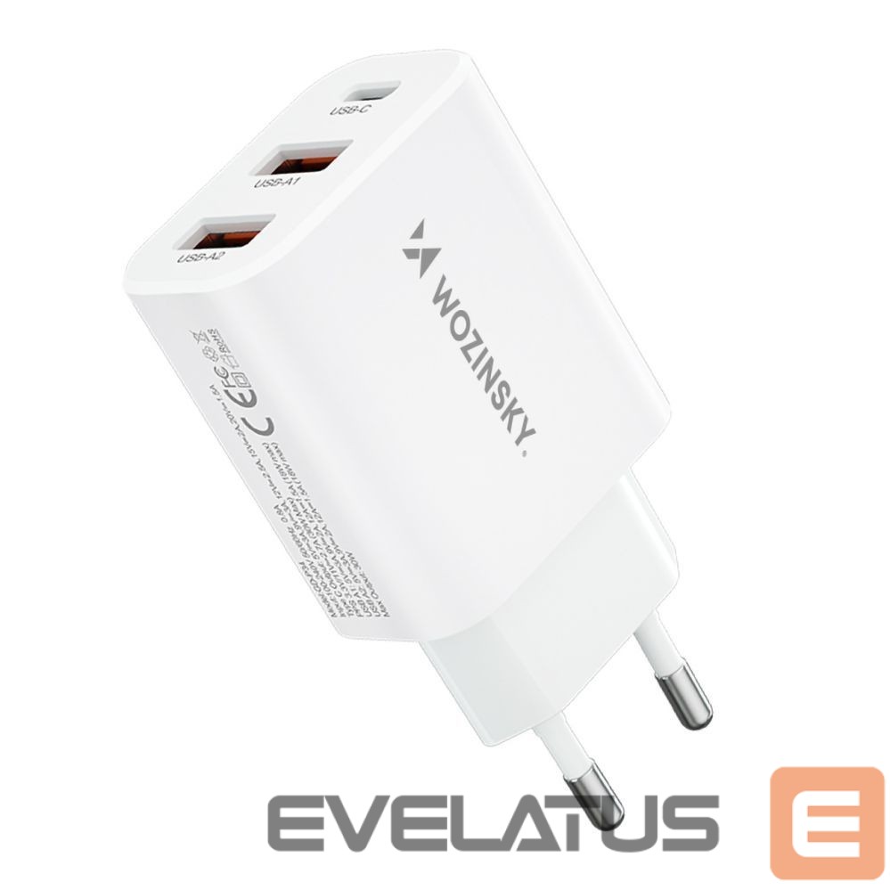 Adapter Wozinsky Wozinsky CWCUCW 30W USB-C / 2 x USB-A Wall Charger - White
