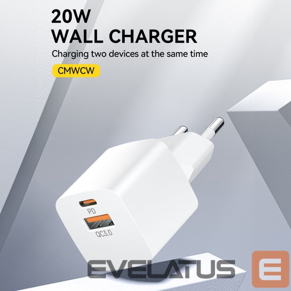 Adapter Wozinsky Wozinsky CMWCW 20W USB-C / USB-A Wall Charger - White