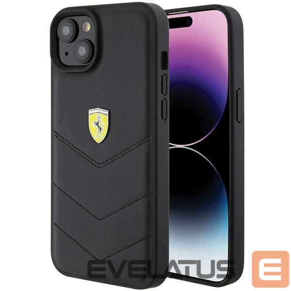 Back panel cover Ferrari Ferrari FEHCP15MRDUK iPhone 15 Plus 6.7" black/black hardcase Quilted Metal Logo