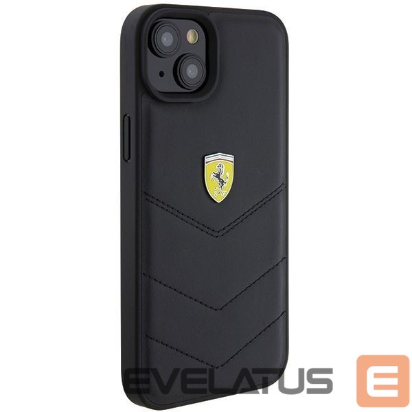 Back panel cover Ferrari Ferrari FEHCP15MRDUK iPhone 15 Plus 6.7" black/black hardcase Quilted Metal Logo