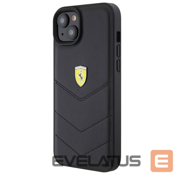 Back panel cover Ferrari Ferrari FEHCP15MRDUK iPhone 15 Plus 6.7" black/black hardcase Quilted Metal Logo