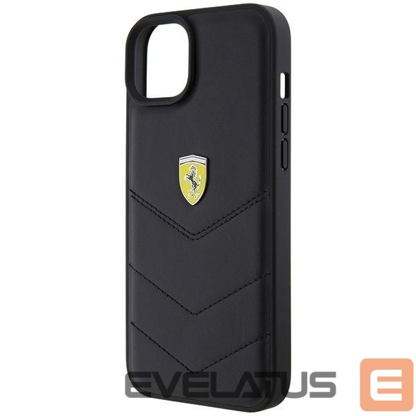 Back panel cover Ferrari Ferrari FEHCP15MRDUK iPhone 15 Plus 6.7" black/black hardcase Quilted Metal Logo
