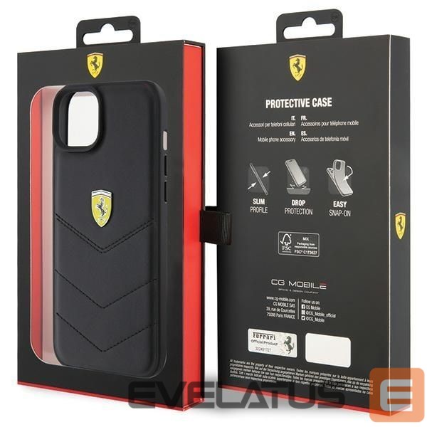 Back panel cover Ferrari Ferrari FEHCP15MRDUK iPhone 15 Plus 6.7" black/black hardcase Quilted Metal Logo