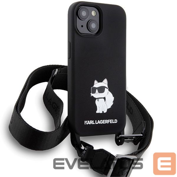 Back panel cover Karl Lagerfeld Karl Lagerfeld KLHCP15SSCBSCNK iPhone 15 6.1" hardcase black/black Crossbody Silicone Choupette