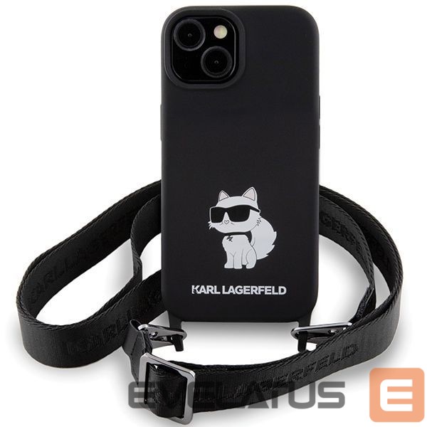 Back panel cover Karl Lagerfeld Karl Lagerfeld KLHCP15SSCBSCNK iPhone 15 6.1" hardcase black/black Crossbody Silicone Choupette