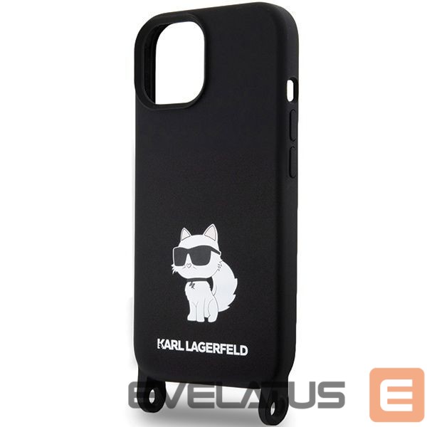 Back panel cover Karl Lagerfeld Karl Lagerfeld KLHCP15SSCBSCNK iPhone 15 6.1" hardcase black/black Crossbody Silicone Choupette
