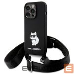 Back panel cover Karl Lagerfeld  Karl Lagerfeld KLHCP15XSCBSCNK iPhone 15 Pro Max 6.7" hardcase black/black Crossbody Silicone Choupette 