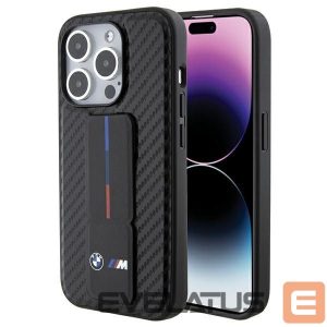 Back panel cover BMW  BMW Grip Stand Smooth & Carbon case for iPhone 15 Pro - black 