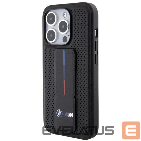 Back panel cover BMW BMW Grip Stand Smooth & Perforated case for iPhone 15 Pro - black