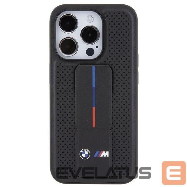 Back panel cover BMW BMW Grip Stand Smooth & Perforated case for iPhone 15 Pro - black
