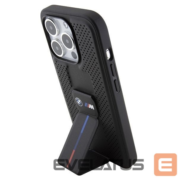 Back panel cover BMW BMW Grip Stand Smooth & Perforated case for iPhone 15 Pro - black