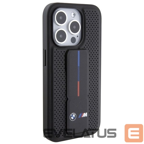 Back panel cover BMW BMW Grip Stand Smooth & Perforated case for iPhone 15 Pro - black
