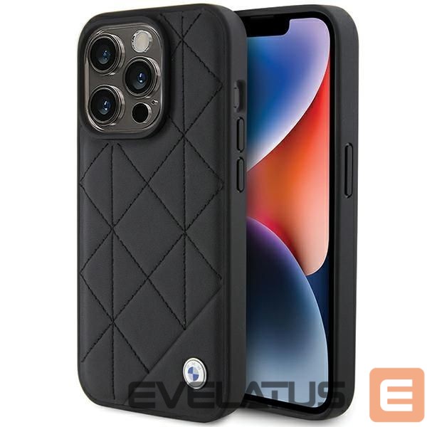 Back panel cover BMW BMW Leather Quilted case for iPhone 15 Pro Max - black