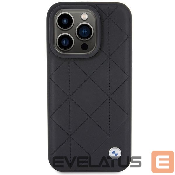 Back panel cover BMW BMW Leather Quilted case for iPhone 15 Pro Max - black