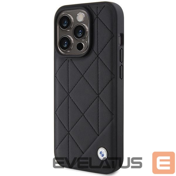 Back panel cover BMW BMW Leather Quilted case for iPhone 15 Pro Max - black