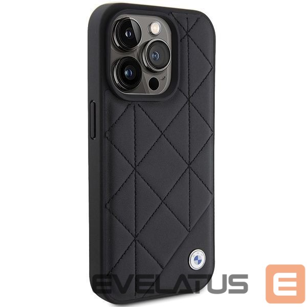 Back panel cover BMW BMW Leather Quilted case for iPhone 15 Pro Max - black