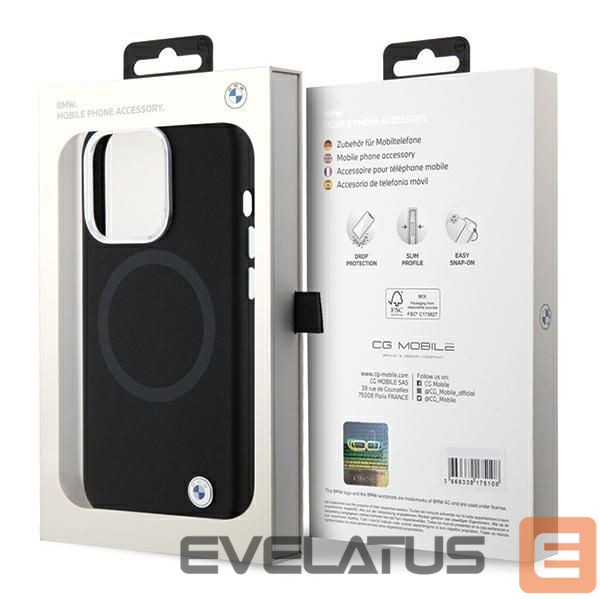 Back panel cover BMW BMW Signature Liquid Silicone MagSafe case for iPhone 15 Pro - black