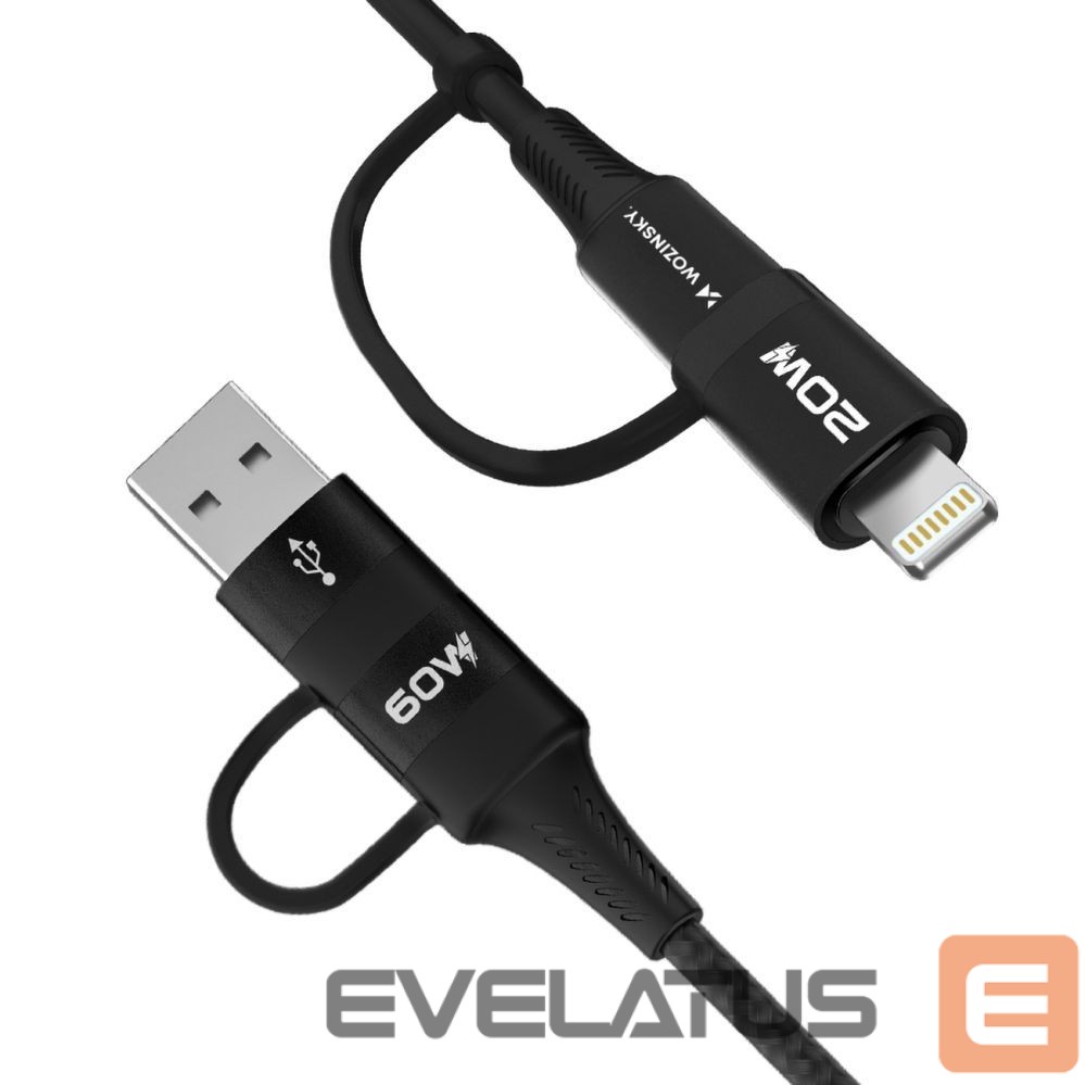 Cable Wozinsky Wozinsky WNBAA 4in1 cable 2x USB-C 1x USB-A 1x Lightning 60W 1 m - black