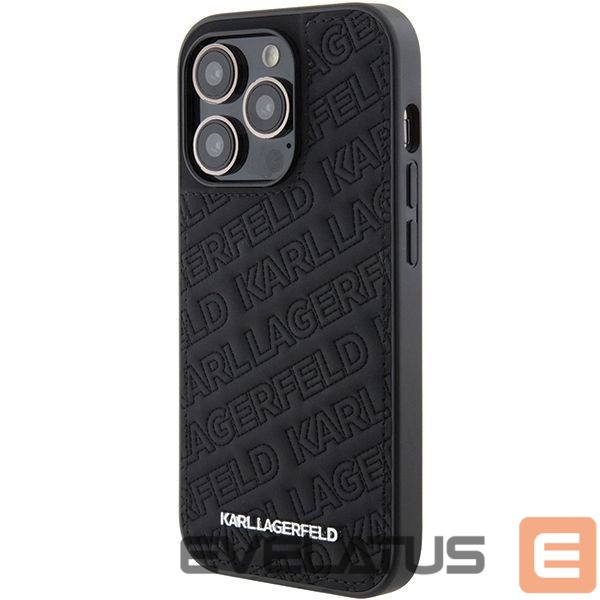 Back panel cover Karl Lagerfeld Karl Lagerfeld Quilted K Pattern iPhone 15 Pro Case - Black