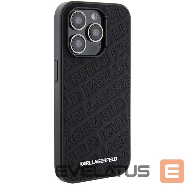 Back panel cover Karl Lagerfeld Karl Lagerfeld Quilted K Pattern iPhone 15 Pro Case - Black