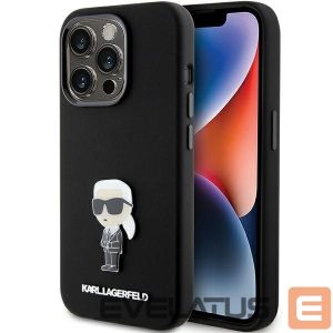 Back panel cover Karl Lagerfeld  Karl Lagerfeld Silicone Ikonik Metal Pin case for iPhone 15 Pro - black 
