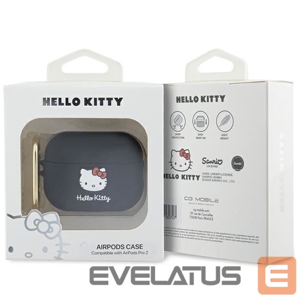 Other Phone Accessory Hello Kitty Hello Kitty Silicone 3D Kitty Head Case for AirPods Pro 2 (2022/2023) - Black