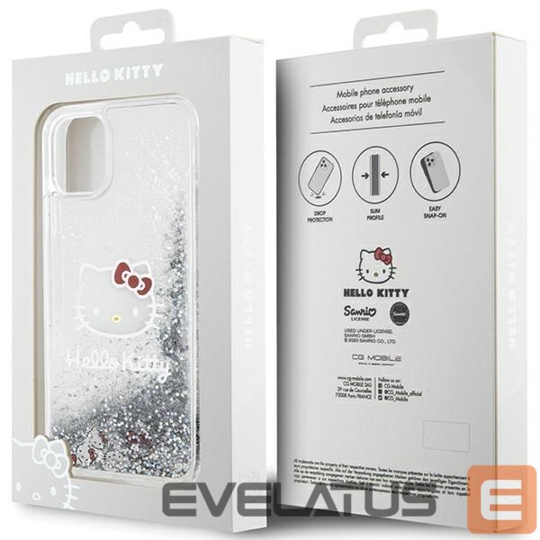 Back panel cover Hello Kitty Hello Kitty Liquid Glitter Charms Kitty Head Case for iPhone 11 / Xr - Silver