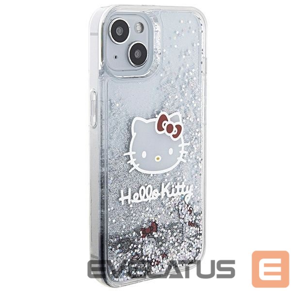 Back panel cover Hello Kitty Hello Kitty Liquid Glitter Charms Kitty Head case for iPhone 14 - silver