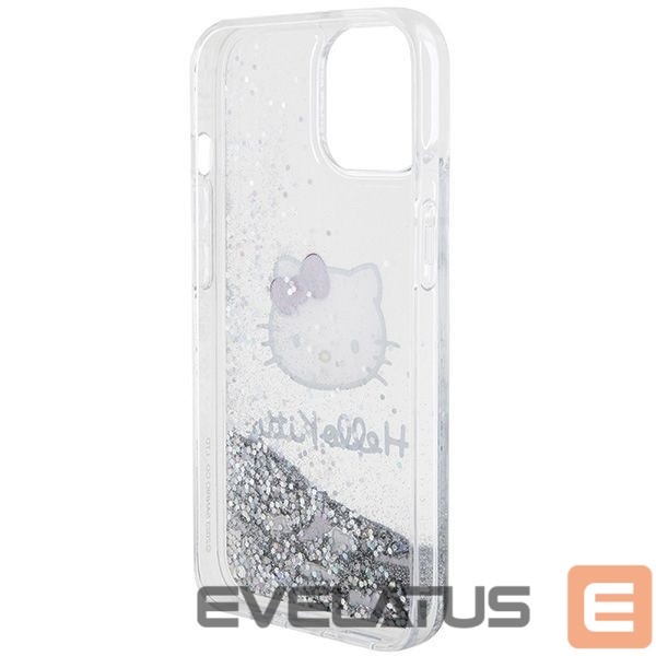 Back panel cover Hello Kitty Hello Kitty Liquid Glitter Charms Kitty Head case for iPhone 14 - silver